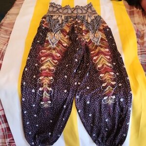Wide Leg Bohemian Harem Pants in Multicolor